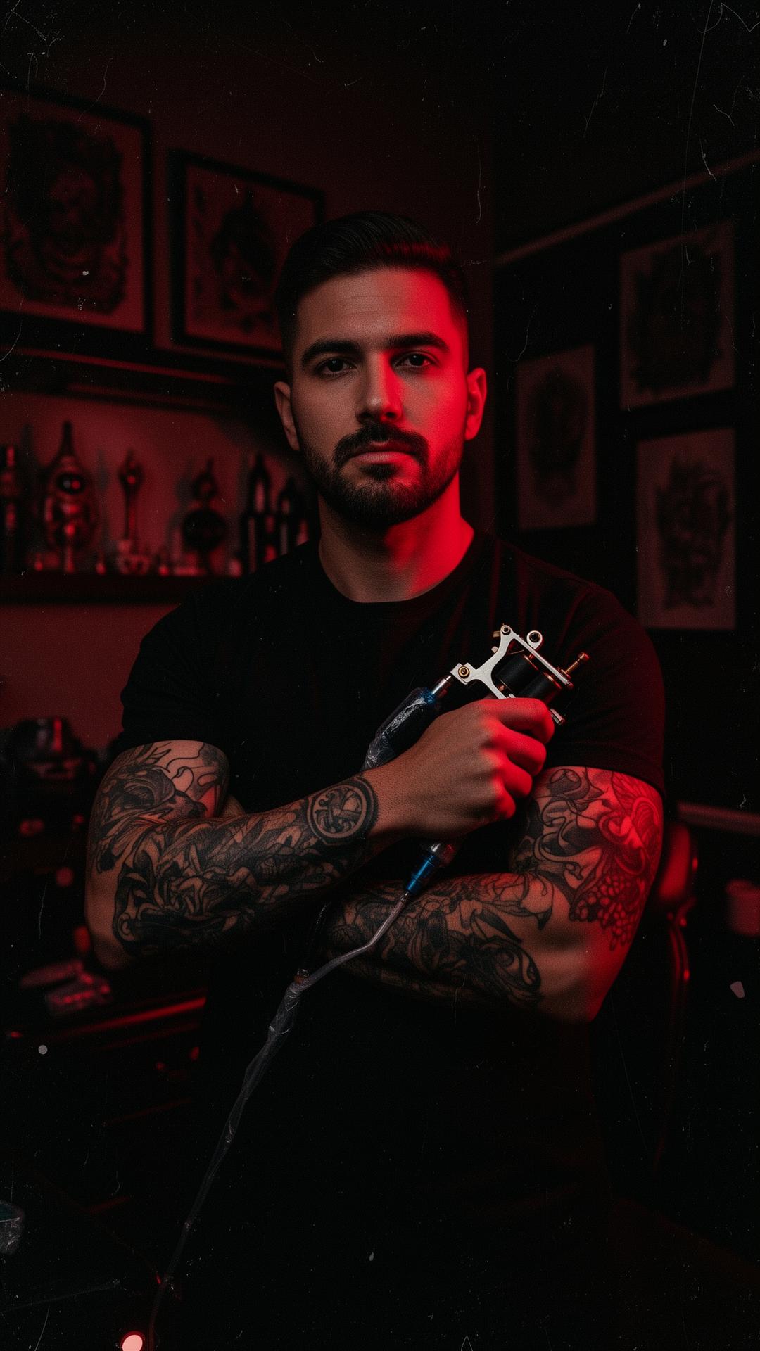 tatuador en su estudio